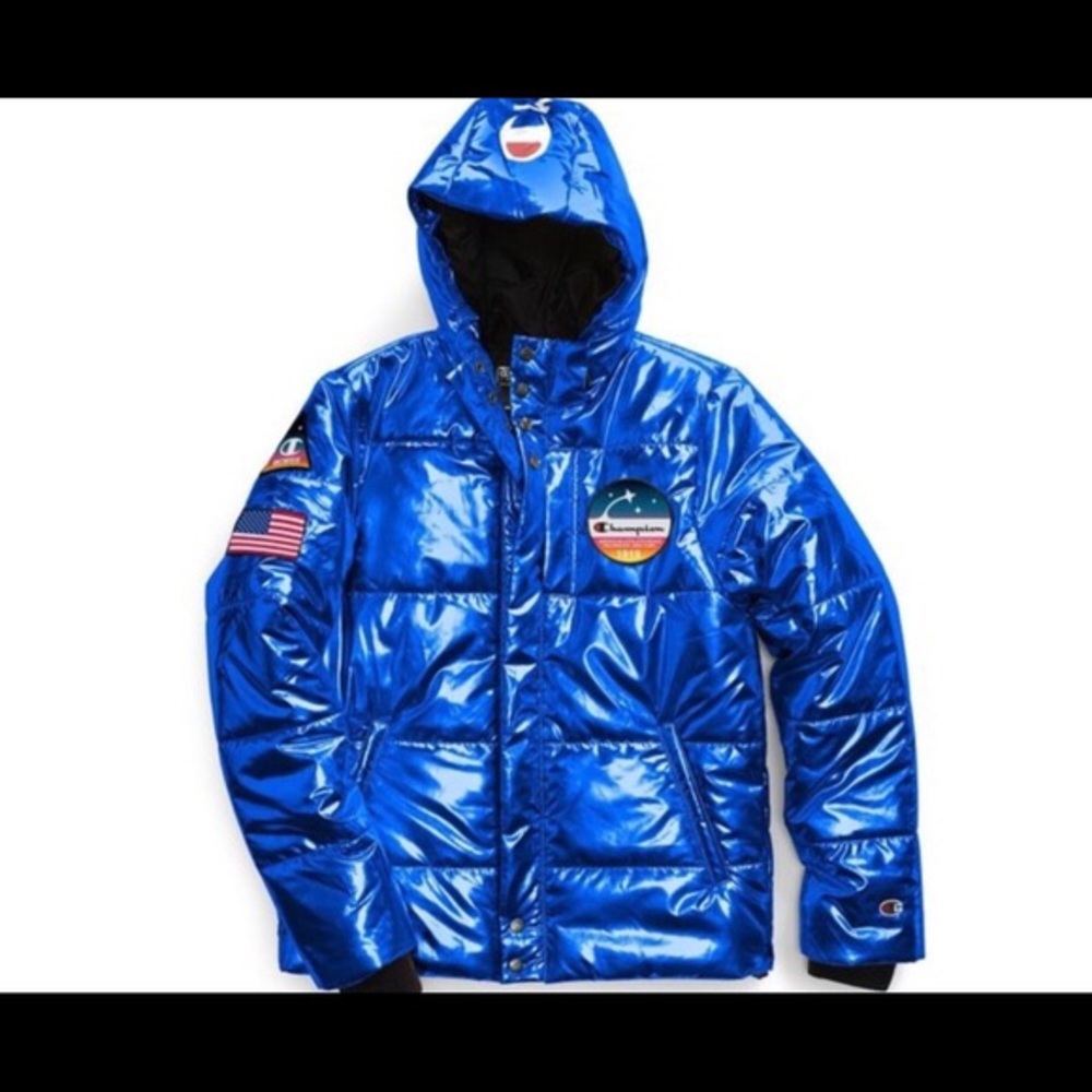 Champion  NASA Metallic‎ Puffer Jacket Blue Quilted